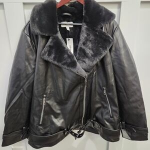 Women's Black Faux Leather Jacket